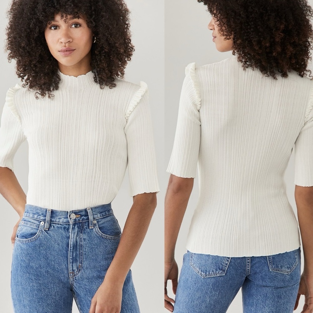 HOLZWEILER Taiger Knit Tee in off white ecru sz M